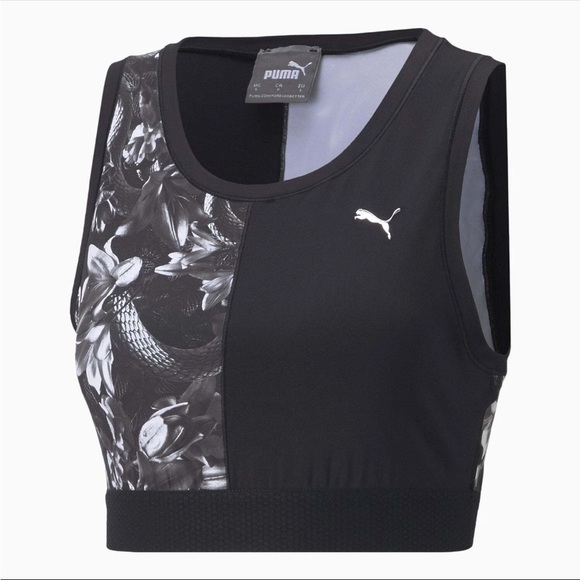 Puma Women's Black and White Floral Sports Bra NWOT - Picture 4 of 6